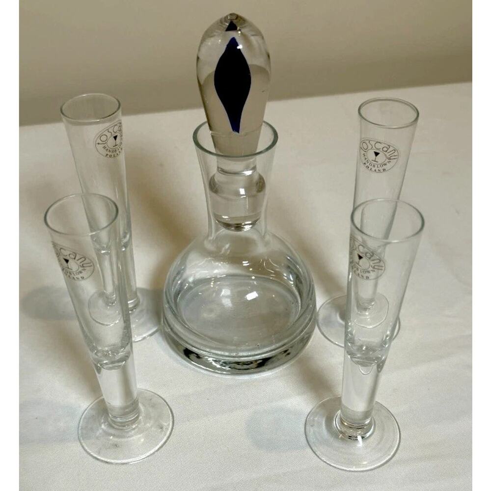 Vintage Toscany Handblown Crystal Decanter & Cordial Set – Made in Poland